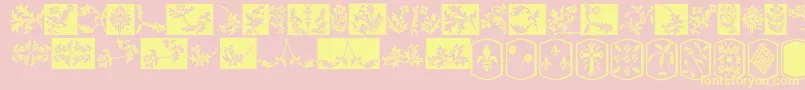 フォントOldEnglishDingbats – 黄色のフォント、ピンクの背景