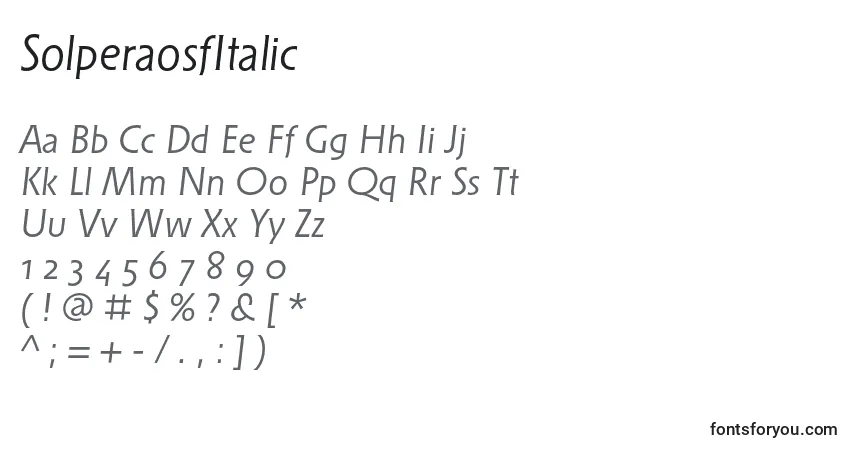 A fonte SolperaosfItalic – alfabeto, números, caracteres especiais