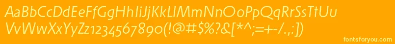 SolperaosfItalic-Schriftart – Gelbe Schriften auf orangefarbenem Hintergrund