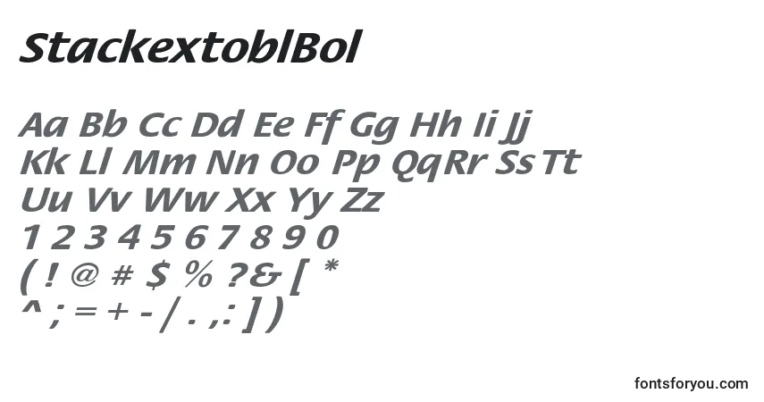 A fonte StackextoblBol – alfabeto, números, caracteres especiais