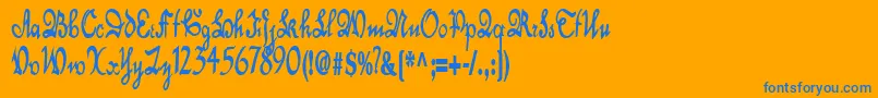 フォントDancerRegular – オレンジの背景に青い文字