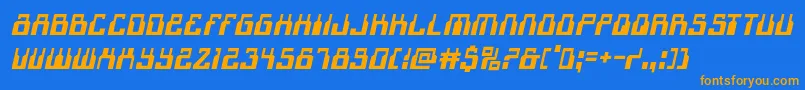 フォント1968odysseyital – オレンジ色の文字が青い背景にあります。