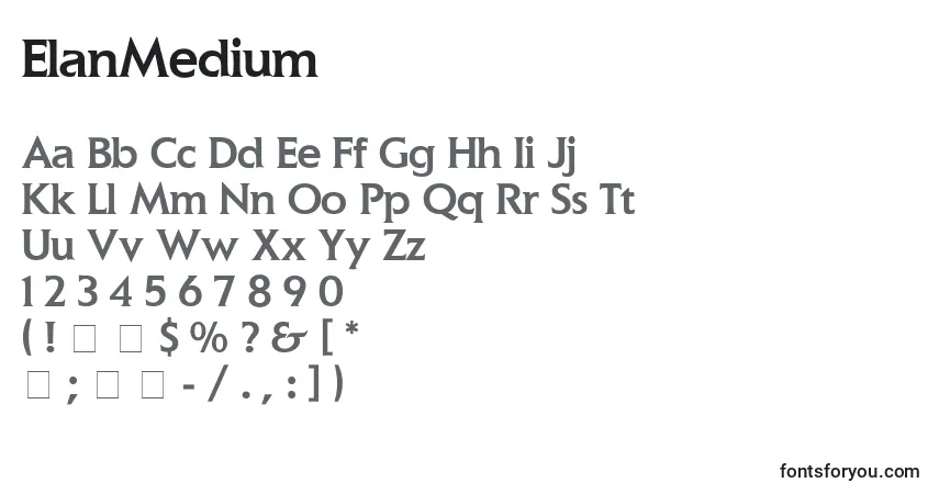 Czcionka ElanMedium – alfabet, cyfry, specjalne znaki
