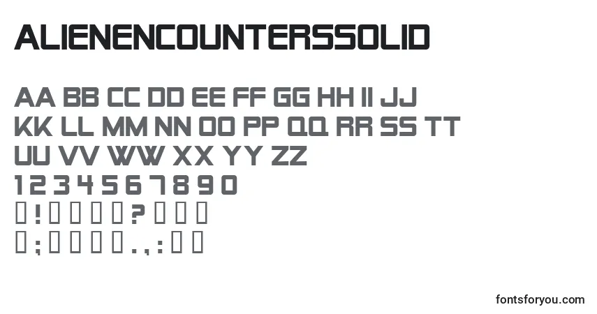 Шрифт AlienEncountersSolid – алфавит, цифры, специальные символы