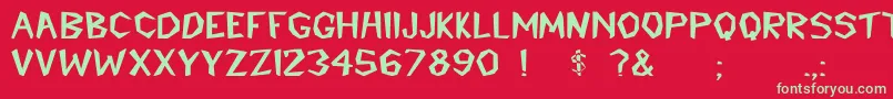 CavemannBold Font – Green Fonts on Red Background