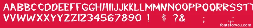 CavemannBold Font – White Fonts on Red Background