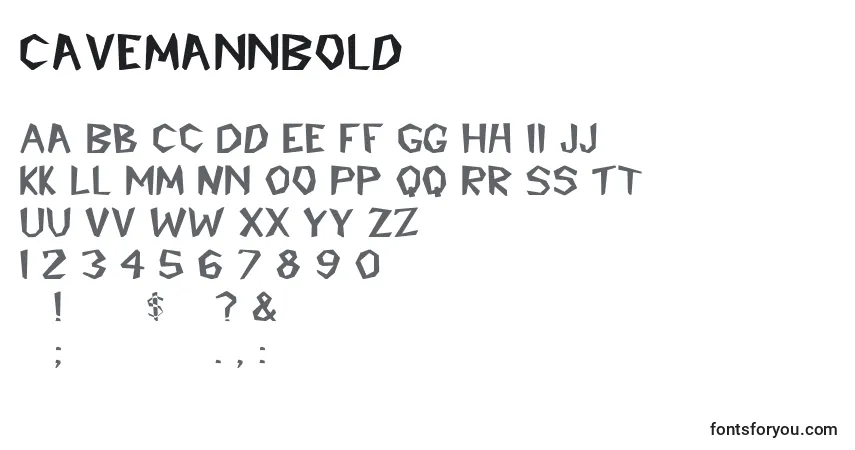 characters of cavemannbold font, letter of cavemannbold font, alphabet of  cavemannbold font