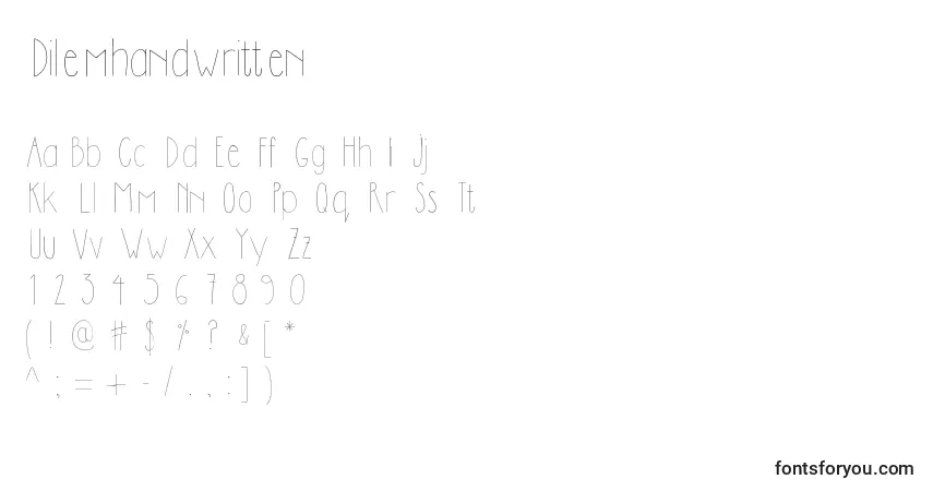 Шрифт Dilemhandwritten – алфавит, цифры, специальные символы