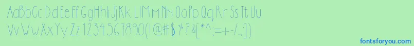 Dilemhandwritten-fontti – siniset fontit vihreällä taustalla