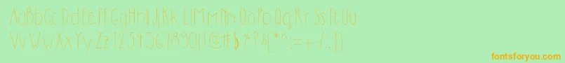 Dilemhandwritten-Schriftart – Orangefarbene Schriften auf grünem Hintergrund