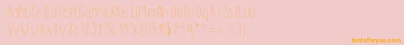 フォントDilemhandwritten – オレンジの文字がピンクの背景にあります。