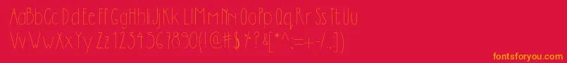 フォントDilemhandwritten – 赤い背景にオレンジの文字