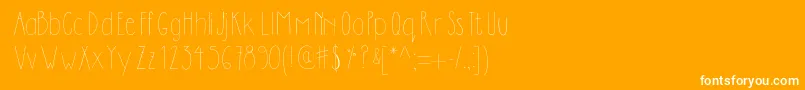 Dilemhandwritten-Schriftart – Weiße Schriften auf orangefarbenem Hintergrund