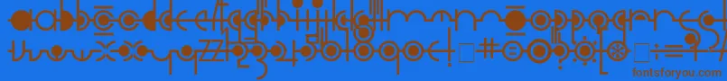Cropograph-Schriftart – Braune Schriften auf blauem Hintergrund