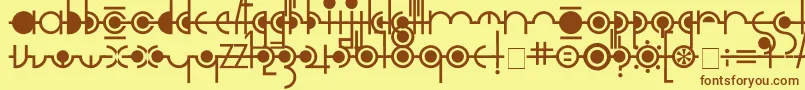 フォントCropograph – 茶色の文字が黄色の背景にあります。