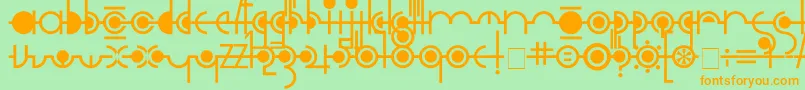 フォントCropograph – オレンジの文字が緑の背景にあります。