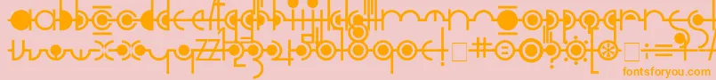 フォントCropograph – オレンジの文字がピンクの背景にあります。