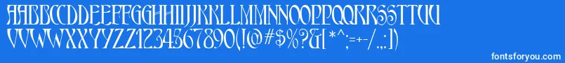 AmbrosiaMf-Schriftart – Weiße Schriften auf blauem Hintergrund