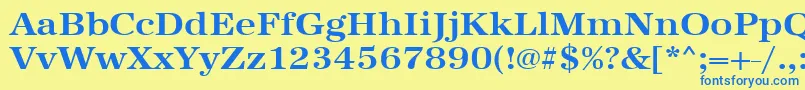 フォントUrwantiquatextwidBold – 青い文字が黄色の背景にあります。