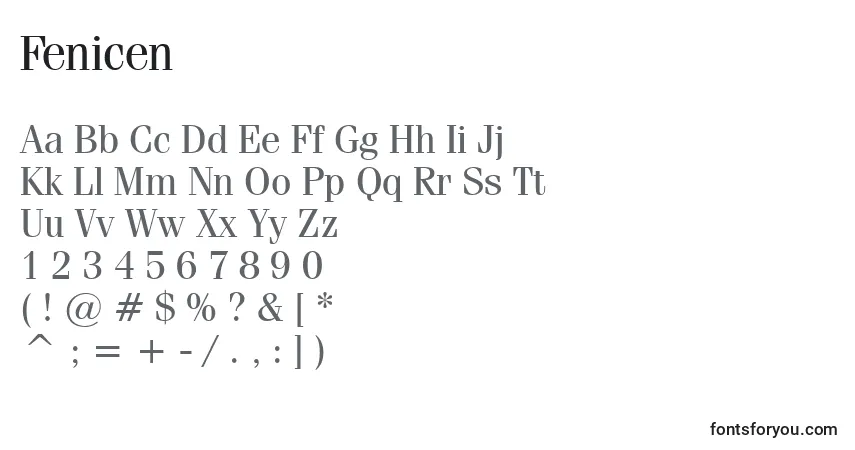 Шрифт Fenicen – алфавит, цифры, специальные символы