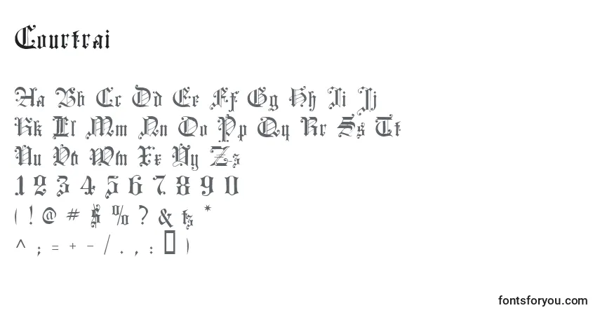 Schriftart Courtrai – Alphabet, Zahlen, spezielle Symbole