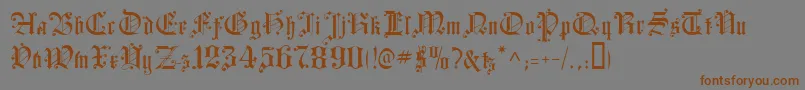 フォントCourtrai – 茶色の文字が灰色の背景にあります。