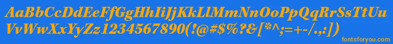 フォントKeplerstdBlackitcapt – オレンジ色の文字が青い背景にあります。