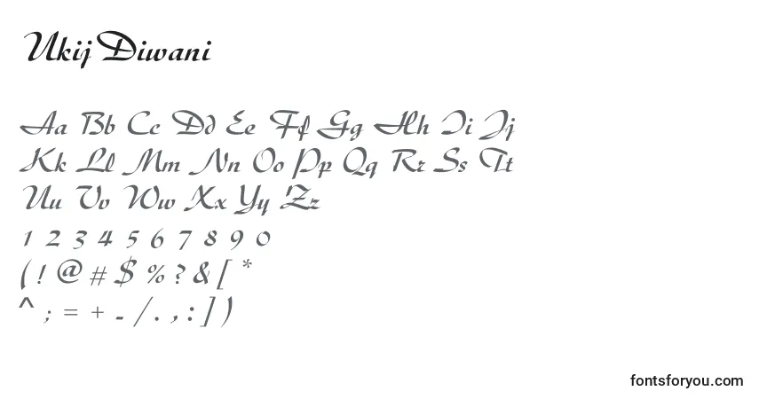 UkijDiwaniフォント–アルファベット、数字、特殊文字