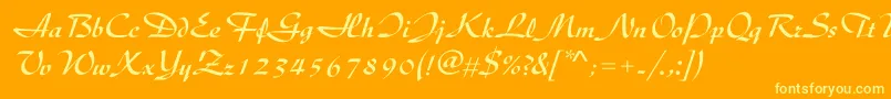 UkijDiwani-Schriftart – Gelbe Schriften auf orangefarbenem Hintergrund