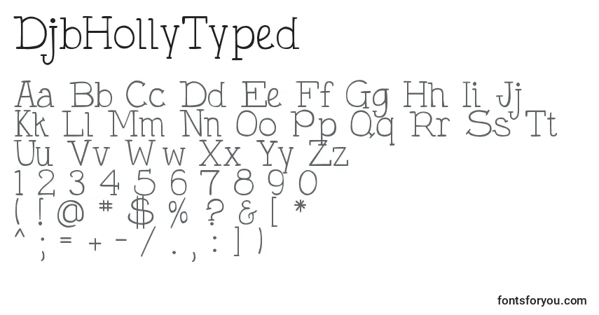 A fonte DjbHollyTyped – alfabeto, números, caracteres especiais
