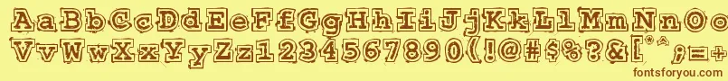 フォント50sHeadlineDsg – 茶色の文字が黄色の背景にあります。