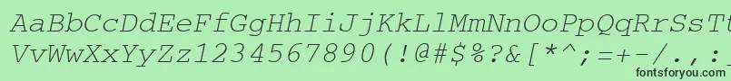 CourierItalic Font – Black Fonts on Green Background