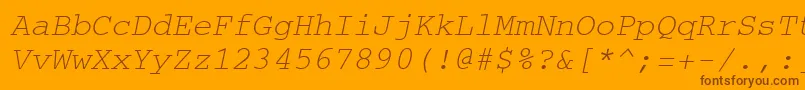 CourierItalic-fontti – ruskeat fontit oranssilla taustalla