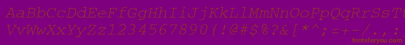 CourierItalic Font – Brown Fonts on Purple Background