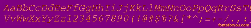 Подробнее о шрифте CourierItalic Шрифт CourierItalic – оранжевые шрифты на фиолетовом фоне