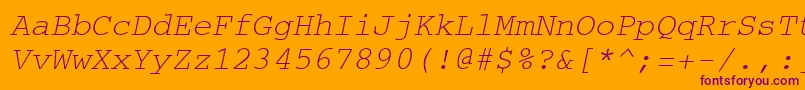 CourierItalic Font – Purple Fonts on Orange Background