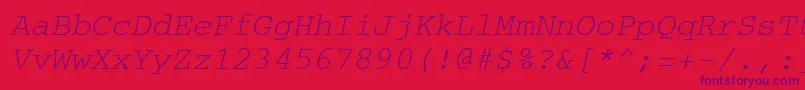 CourierItalic-Schriftart – Violette Schriften auf rotem Hintergrund