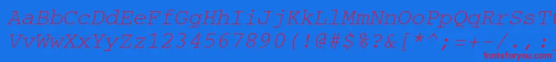 CourierItalic Font – Red Fonts on Blue Background