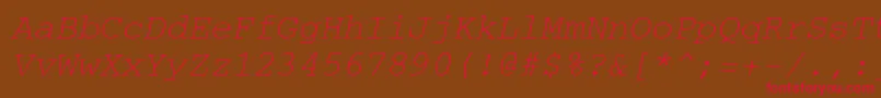 Czcionka CourierItalic – czerwone czcionki na brązowym tle