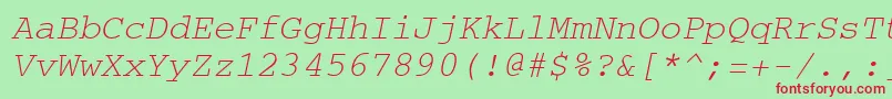 Шрифт CourierItalic – красные шрифты на зелёном фоне