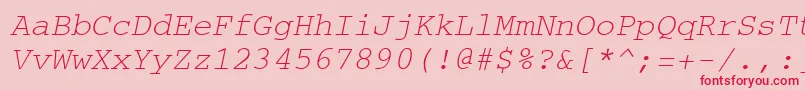 CourierItalic-Schriftart – Rote Schriften auf rosa Hintergrund