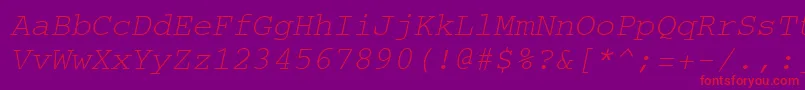 CourierItalic Font – Red Fonts on Purple Background