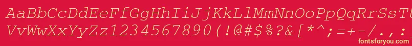 Шрифт CourierItalic – жёлтые шрифты на красном фоне