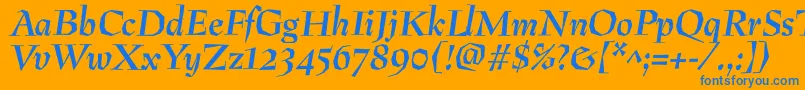 PreissigantikvaBolditalic-fontti – siniset fontit oranssilla taustalla