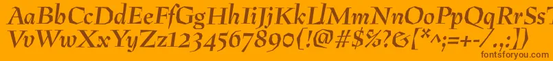 PreissigantikvaBolditalic-Schriftart – Braune Schriften auf orangefarbenem Hintergrund