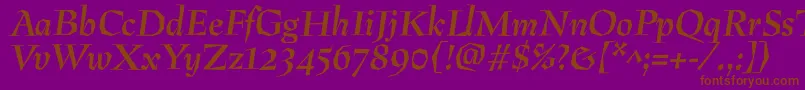 PreissigantikvaBolditalic-fontti – ruskeat fontit violetilla taustalla