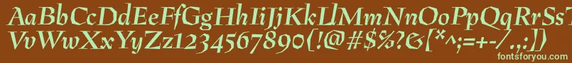 Шрифт PreissigantikvaBolditalic – зелёные шрифты на коричневом фоне