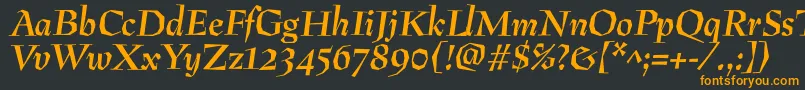 フォントPreissigantikvaBolditalic – 黒い背景にオレンジの文字