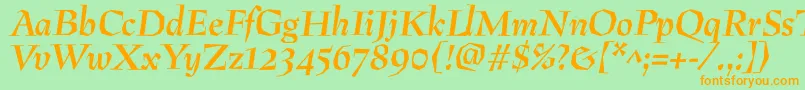 Fonte PreissigantikvaBolditalic – fontes laranjas em um fundo verde