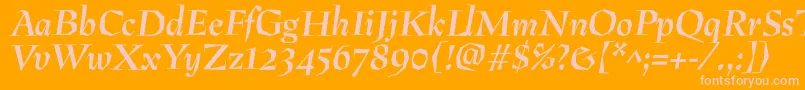 フォントPreissigantikvaBolditalic – オレンジの背景にピンクのフォント